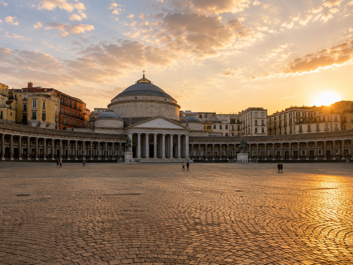 Piazza del Plebiscito w Neapolu z kolumnadą bazyliki św. Franciszka z Paoli