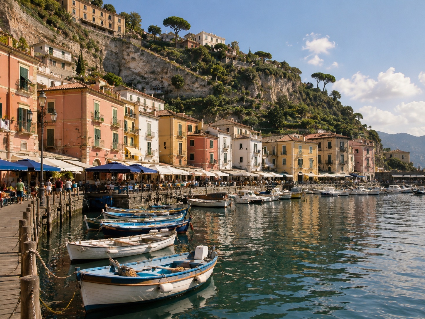 Przystań Marina Grande w Sorrento z kolorowymi domami rybaków